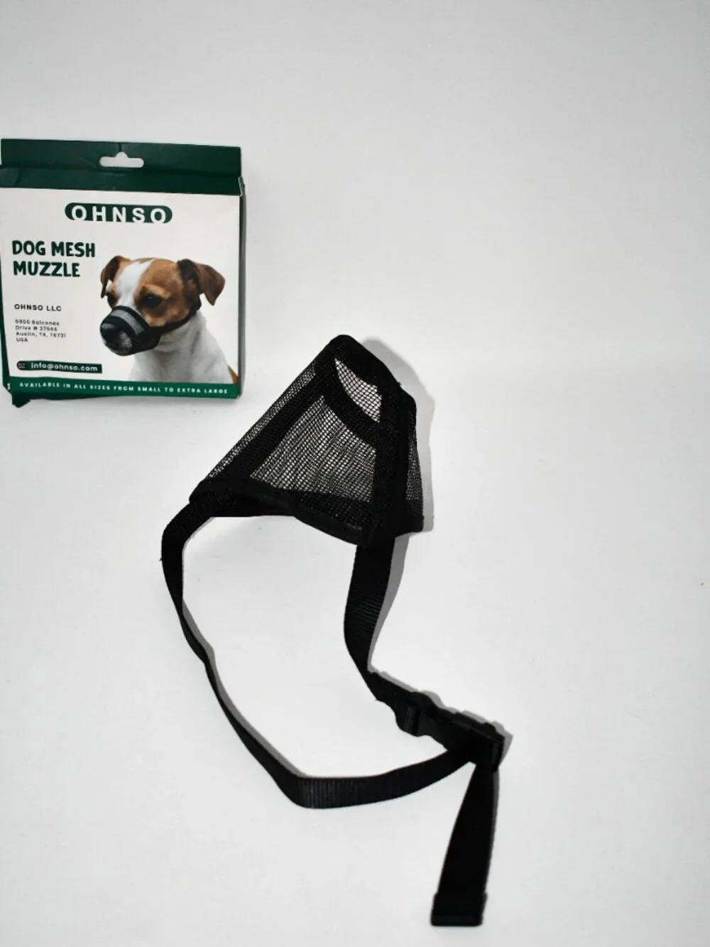 OHNSO Dog Muzzle, Large, Breathable Mesh, Anti Biting/ Barking, Black, 7.9-9.4